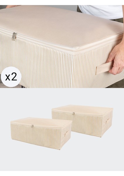 Çizgi Desenli Yatak Düzenleme ve Kozmetik Seti, 2'li, 75X40X20 cm