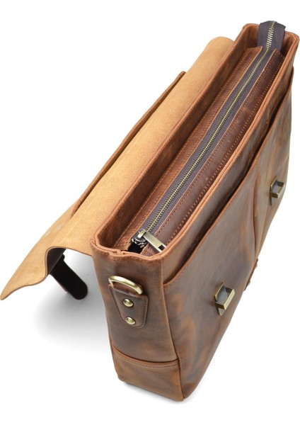 Hakiki Deri 13 Inc Çok Bölmeli Evrak ve Laptop Çantası