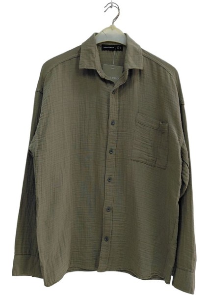 Erkek Uzun Kollu Oversize Cepli Müslin Keten Gömlek fırsatları