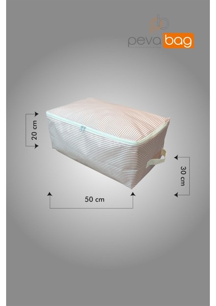 Pembe Çizgili Baza Altı Saklama Hurç Seti, 5 Adet, 30X50X20 cm