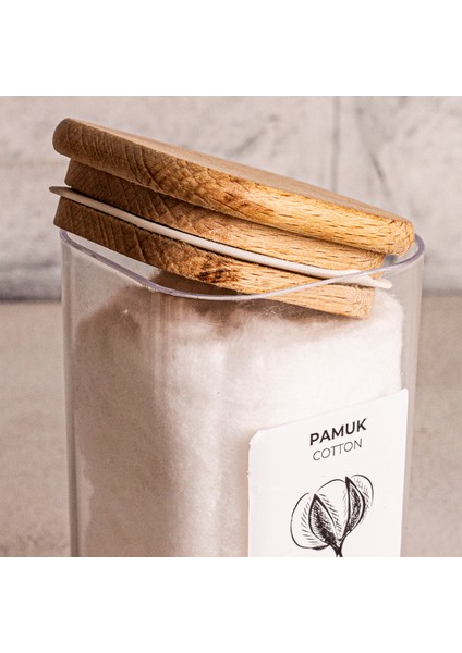 Luvo - 3'lü Kare Ahşap Vakum Kapaklı Banyo Düzenleyici Plastik Banyo Seti Etiketli Banyo Organizeri fırsatları