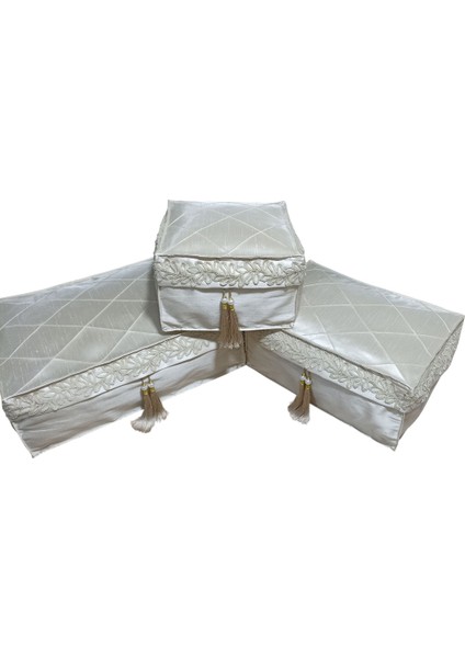 Gri Fransız Dantelli Hurç Seti, Şık ve Zarif Saklama Çözümleri