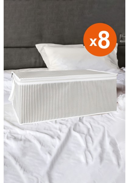 Gri Renkli 8 Adet Kumaş Alt Düzenleyici Hurç 30X50X20 Cm, Şeffaf Paket