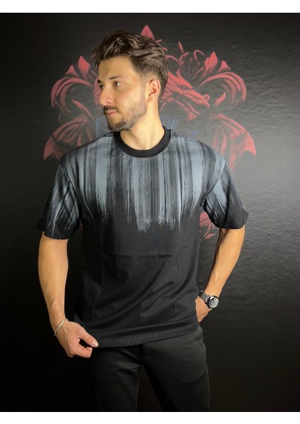 Baskılı %100 Pamuk Bisiklet Yaka T-Shirt