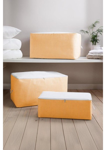 Turuncu Çizgili Medium Baza Çekyat Altı ve 5 Adet Hurç 50X30X20 cm