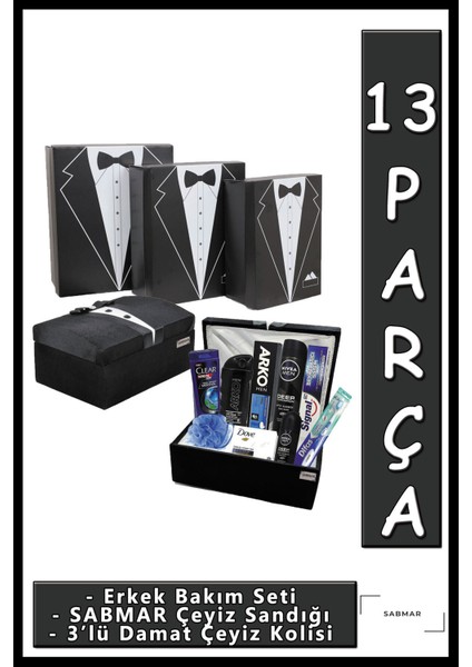 Erkek Iç Giyim Seti, Bakım ve Çeyiz Kolisi, Nişan ve Damat Bohçası, Siyah
