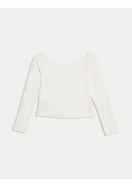 Gül Desenli Bardot Yakalı Üst (6-16 Yaş) fiyatları