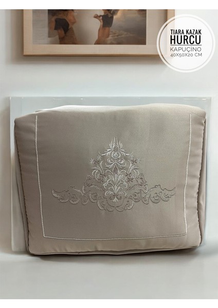 Nakışlı Bej Hurç 40X50X20 Cm, Çeyizlik, Söz, Nişan, Gelin Bohça, Hediye