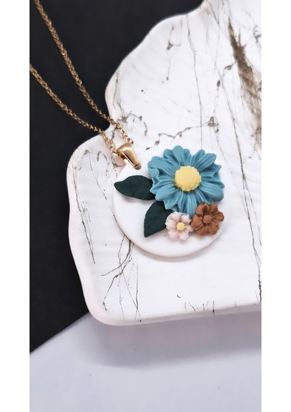 Kır Çiçekleri Motifli Polimer Kil Çelik Kolye modelleri