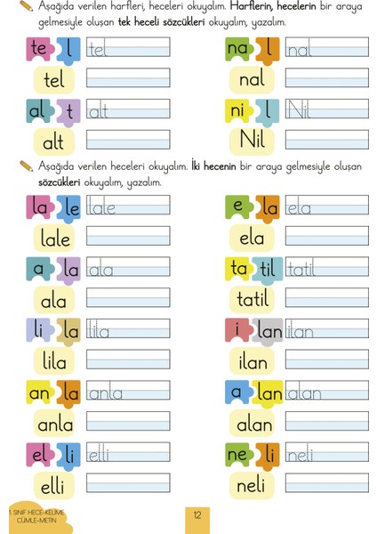 Ilkokul 1. Sınıf Kaynak Kitapları Serisi / Hece-Kelime-Cümle-Metin Kitabım (Yeni Müfredat) fırsatları