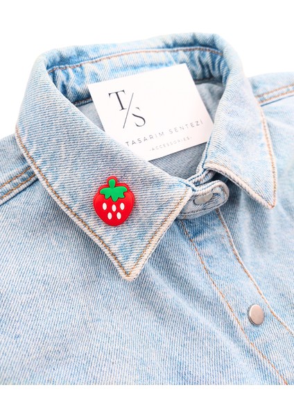 Rozet Silikon Broş Çilek Meyve Strawberry Yaka Çanta Kıyafet Şapka Aksesuar fiyatları