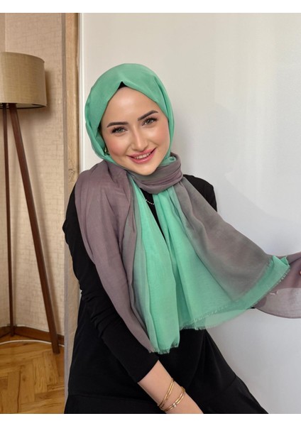 Su Yeşili Arwella Degrade Dubai Ipeği Şal