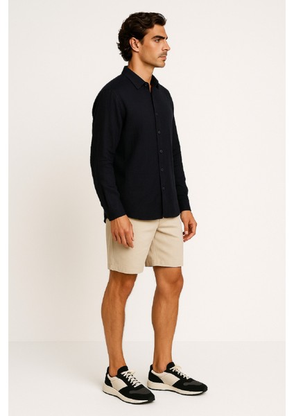 Erkek Oversize Müslin Cepsiz Keten Gömlek modelleri