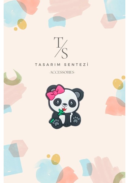 Rozet Silikon Broş Sevimli Panda Çiçekli Yaka Çanta Kıyafet Şapka Aksesuar