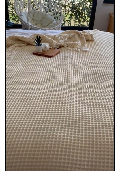 Waffle %100 Pamuk Premium Yatak Örtüsü Vizon Renk Çift Kişilik 230X250 cm fiyatları