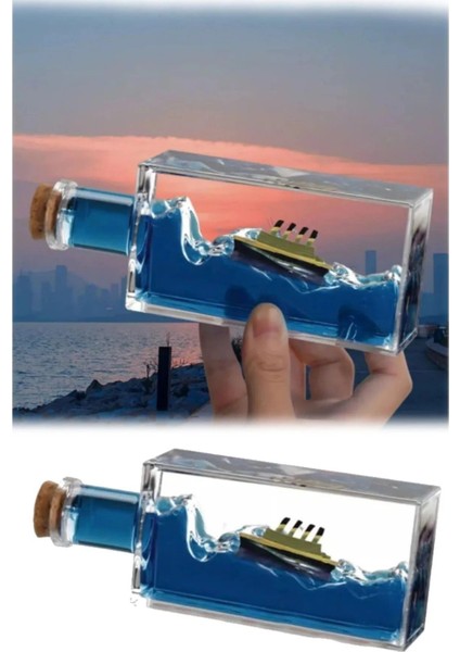 Dekoratif Şişe Içinde Batmayan Gemi Titanic ve Buzdağı Maketi - Sevgiliye Hediye Ofis & Ev Aksesuarı