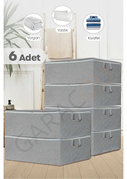 Gri 6'lı Baza ve Çekyat Hurcu, 73X45X20 Cm, Geniş ve Kullanışlı Saklama Seti