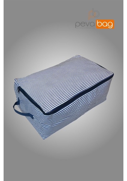 Mavi Çizgili Baza Altı Saklama Hurç Seti (5 Adet) 55X60X20 cm