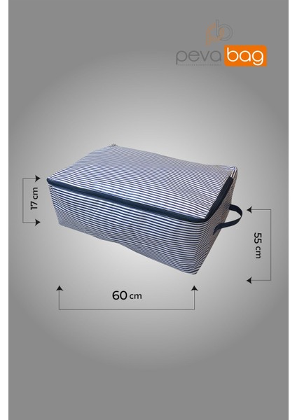 Mavi Çizgili Baza Altı Saklama Hurç Seti (5 Adet) 55X60X20 cm fiyatları