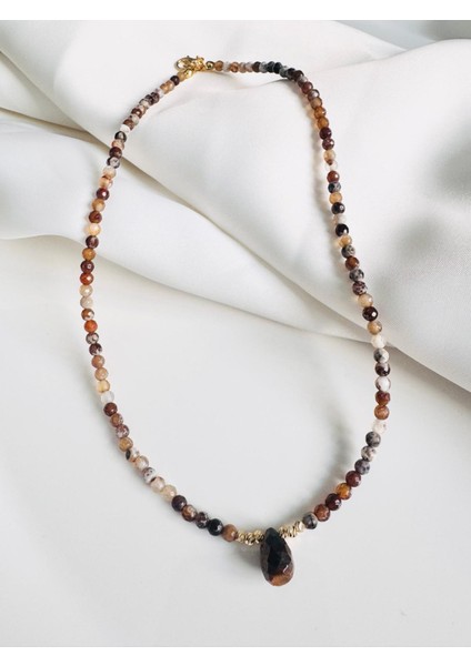 Doğal Taş Akik ve Kaplan Gözü Kolye modelleri