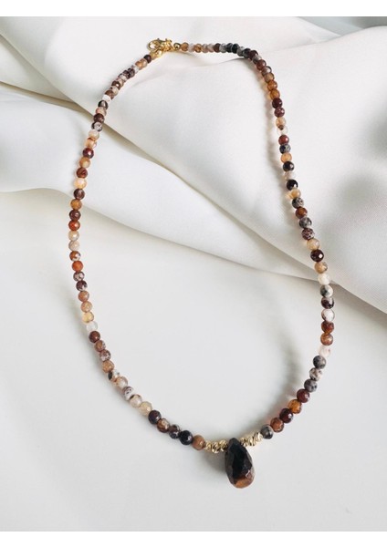 Doğal Taş Akik ve Kaplan Gözü Kolye fırsatları