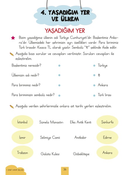 Ilkokul 1. Sınıf Kaynak Kitapları Serisi / Hayat Bilgisi Kitabım (Yeni Müfredat)
