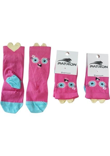 3'lü Kız Çocuk Desenli Uzun Çorap