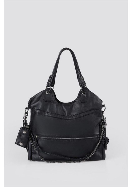 Silla Siyah Cilt Omuz Çantası