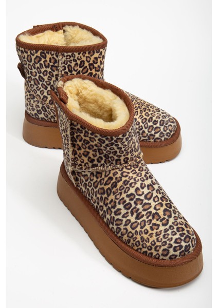 Mini Cırtcırtlı Leopar Süet Yarım Bot Içi Tüylü Düz Taban Kadın Ayakkabı fiyatları