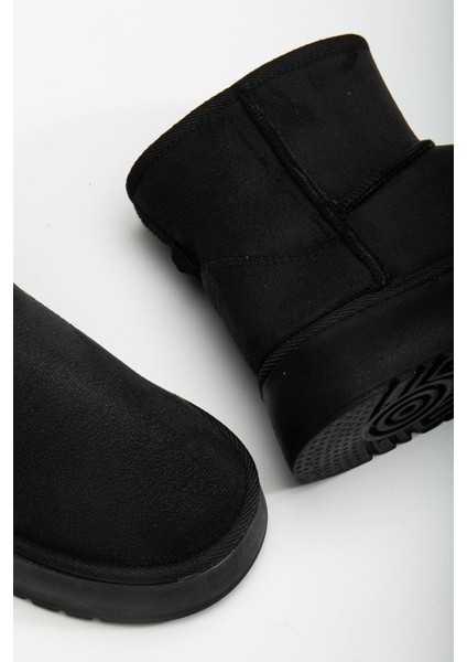 Mini Cırtcırtlı Siyah Süet Yarım Bot Içi Tüylü Düz Taban Kadın Ayakkabı fırsatları