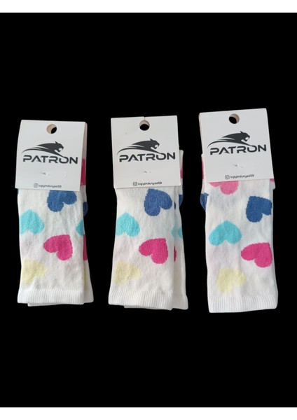 3'lü Kız Çocuk Desenli Uzun Çorap