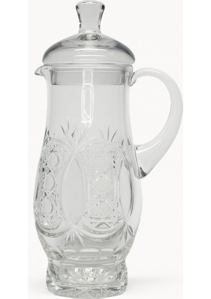 El Yapımı Kristal Sürahi ve 6'lı Bardak Seti - Orion (Sürahi 32 cm / Bardak 8 Cm)
