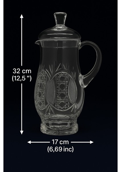 El Yapımı Kristal Sürahi ve 6'lı Bardak Seti - Orion (Sürahi 32 cm / Bardak 8 Cm) fırsatları