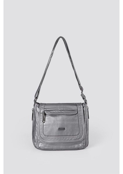 Ziwen Gri Cilt Omuz Çantası