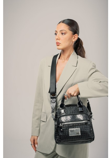 Karen Siyah Cilt Omuz Çantası