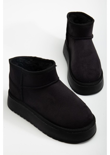 Mini Siyah Süet Yarım Bot Içi Tüylü Düz Taban Kadın Ayakkabı fiyatları