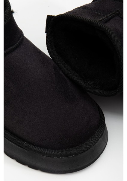 Mini Siyah Süet Yarım Bot Içi Tüylü Düz Taban Kadın Ayakkabı modelleri