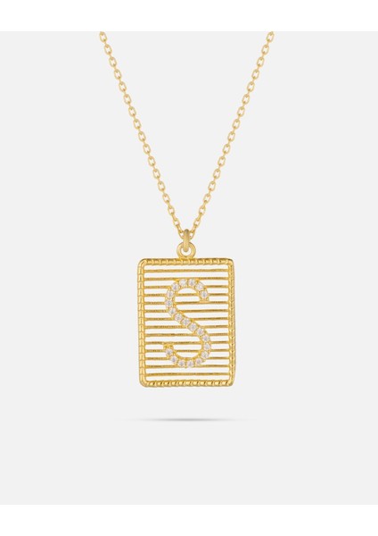 14 Ayar Altın Harfli Çerçeve Kolye