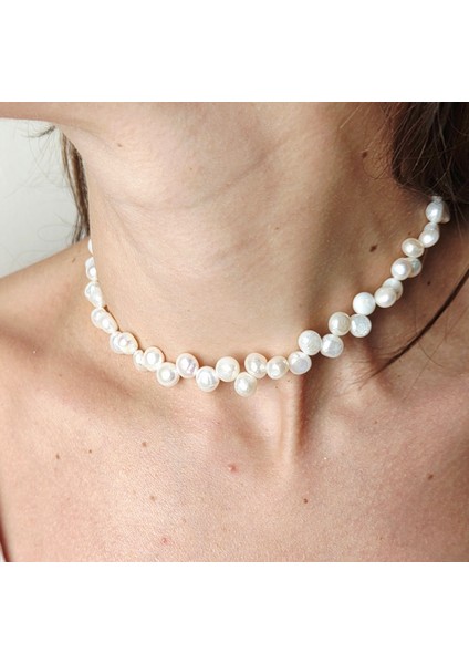 Gerçek Tatlı Su İncili Choker Kolye – Altın Kaplama Aparatlı Zarif Tasarım fiyatları