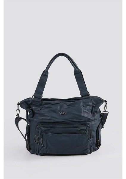 Katti Mavi Cilt Omuz Çantası