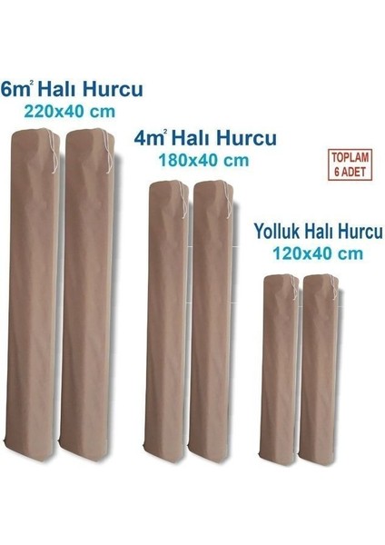 Bej Halı Kılıfı Seti, 6 Adet Koruyucu, Pratik ve Şık Ambalaj Hurcu