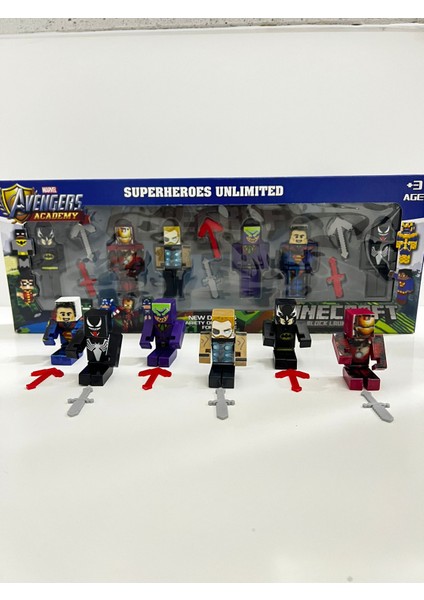 Oyuncak Mınecraft 12 Parça Joker-Süperman-Venom-Ironman-Thor-Batman 12 Parça Oyuncak indirimleri