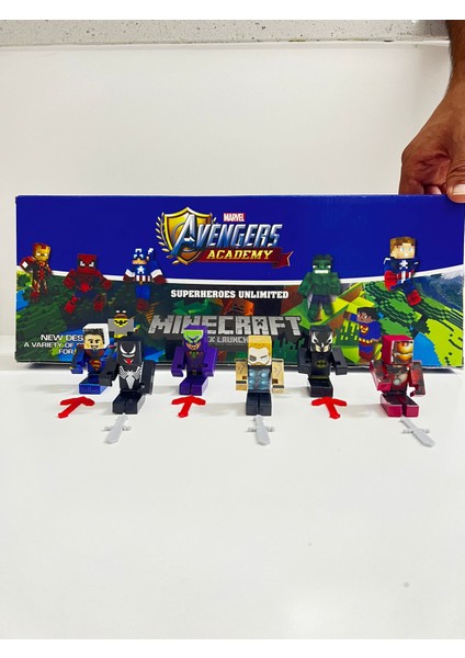 Oyuncak Mınecraft 12 Parça Joker-Süperman-Venom-Ironman-Thor-Batman 12 Parça Oyuncak