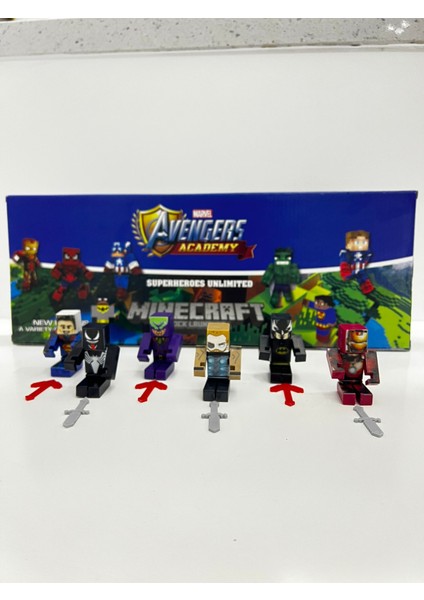 Oyuncak Mınecraft 12 Parça Joker-Süperman-Venom-Ironman-Thor-Batman 12 Parça Oyuncak