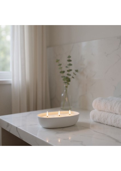 Oval 3 Ahşap Fitilli Soya Mum modelleri