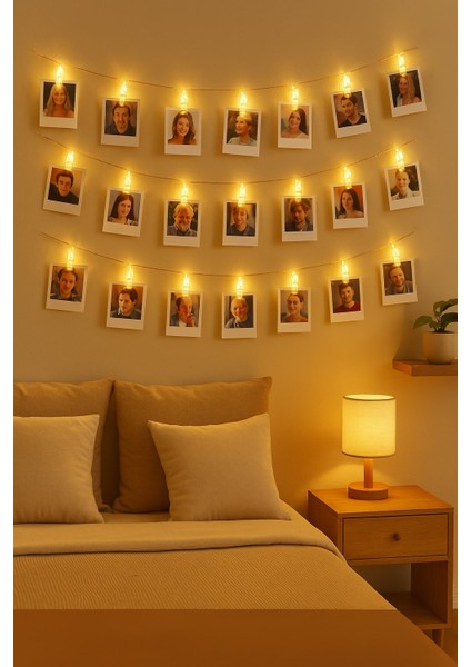 20 Ledli Mandal Işık Zinciri 3 Metre – Fotoğraf ve Kart Askısı, Dekoratif Aydınlatma modelleri