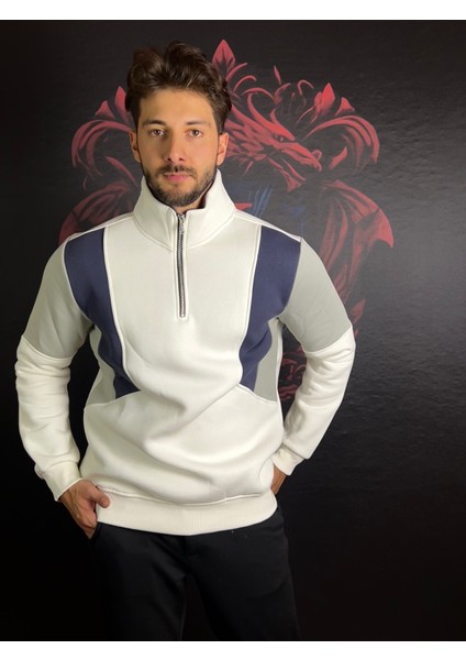 Fermuarlı %100 Pamuk Sweatshirt