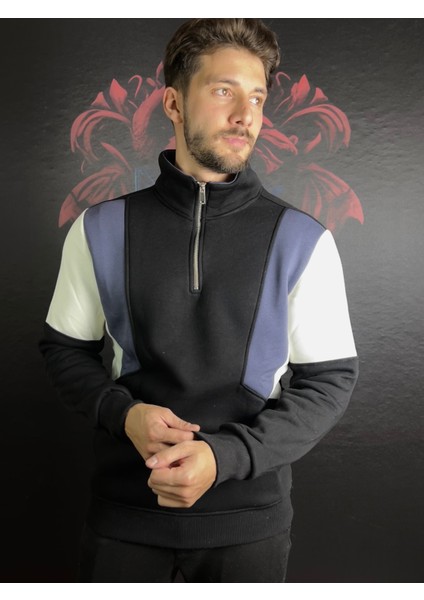 Fermuarlı %100 Pamuk Sweatshirt