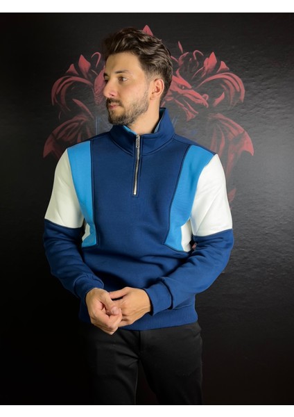 Fermuarlı %100 Pamuk Sweatshirt