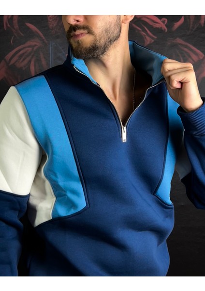 Fermuarlı %100 Pamuk Sweatshirt